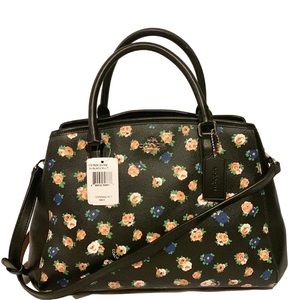 💐 COACH F57629 💐 TEA ROSE FLORAL FLOWER MARGOT LEATHER SMALL SATCHEL